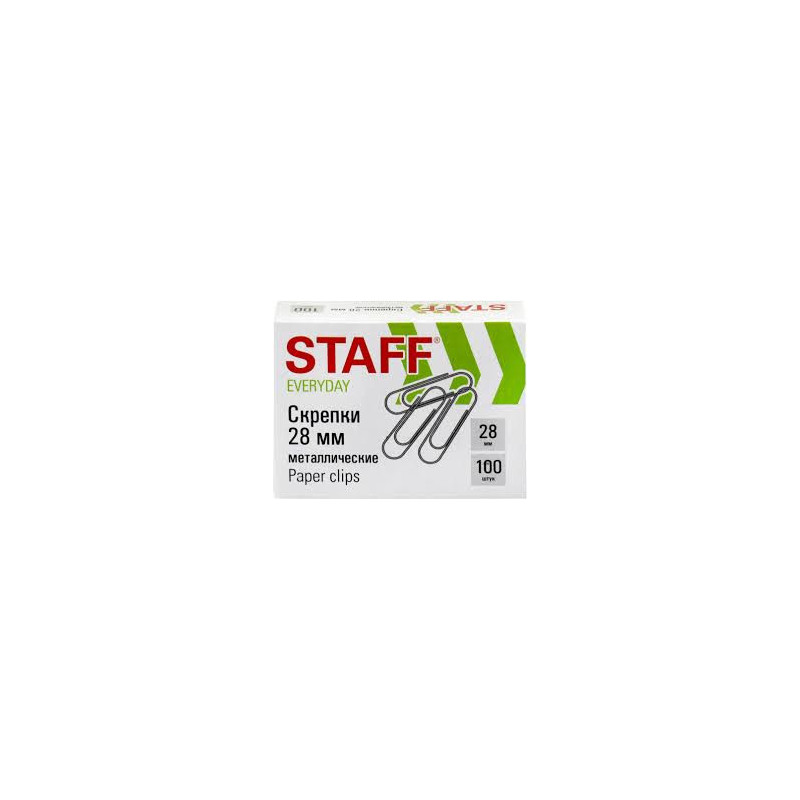 Скрепки никель, 28 мм, Staff